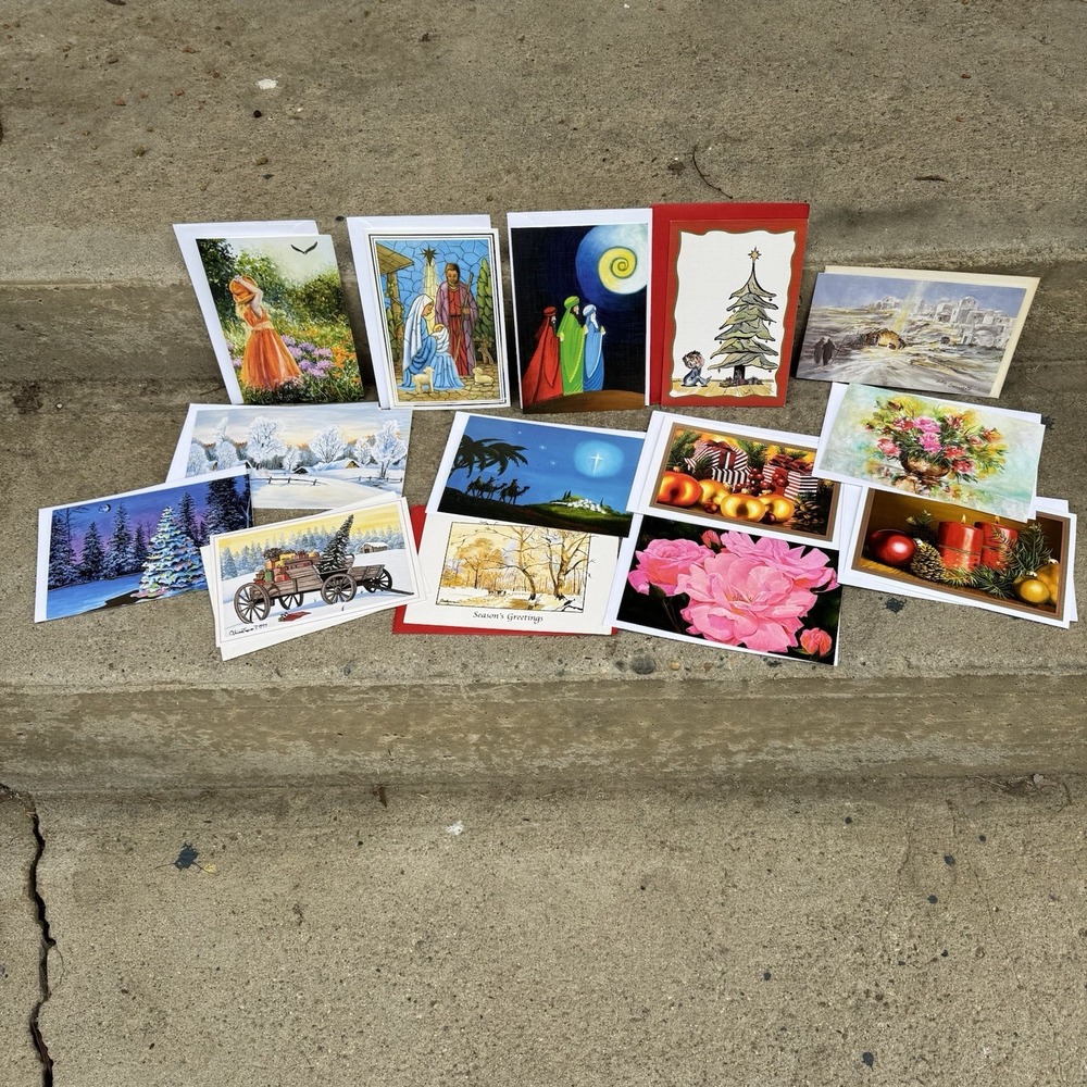 VTG 14 The Mouth & Foot Painting Artists Christmas & Note Cards Envelopes Signed